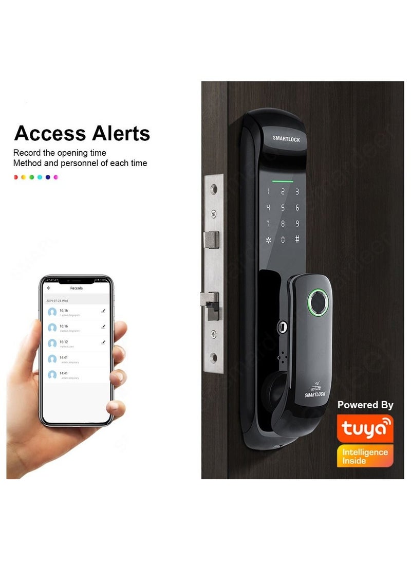 AROAQ قفل الباب ببصمة الإصبع مع لوحة بلورية بيومترية وكلمة مرور رقمية ومفتاح قفل إلكتروني - Image 4