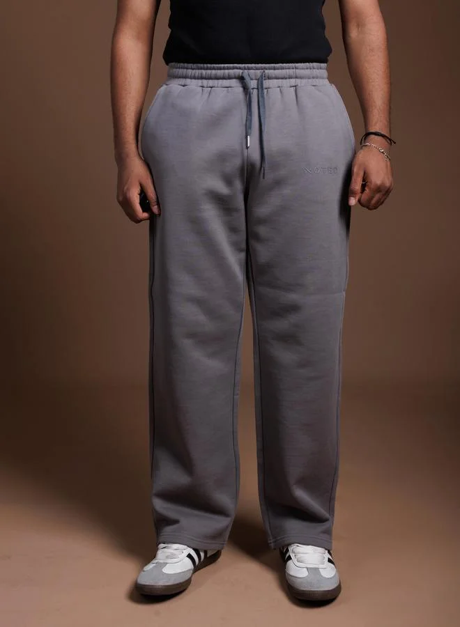 Take Two Grey Plain Relaxed Fit Pants By Noted