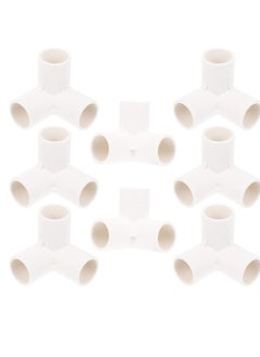 3 Way PVC Fitting Elbow 8Pcs Water Pipe Adapters Pipe Corner Connectors Pipe Accessories Connection Joints for DIY PVC Shelf Garden Support Structure White
