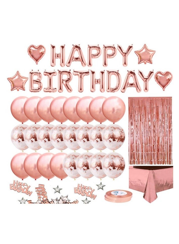 46-Piece Happy Birthday Party Balloons Balloons,Rose Gold Birthday Party Decoration Balloon Set,Birthday Party Decorations and Supplies - Image 1
