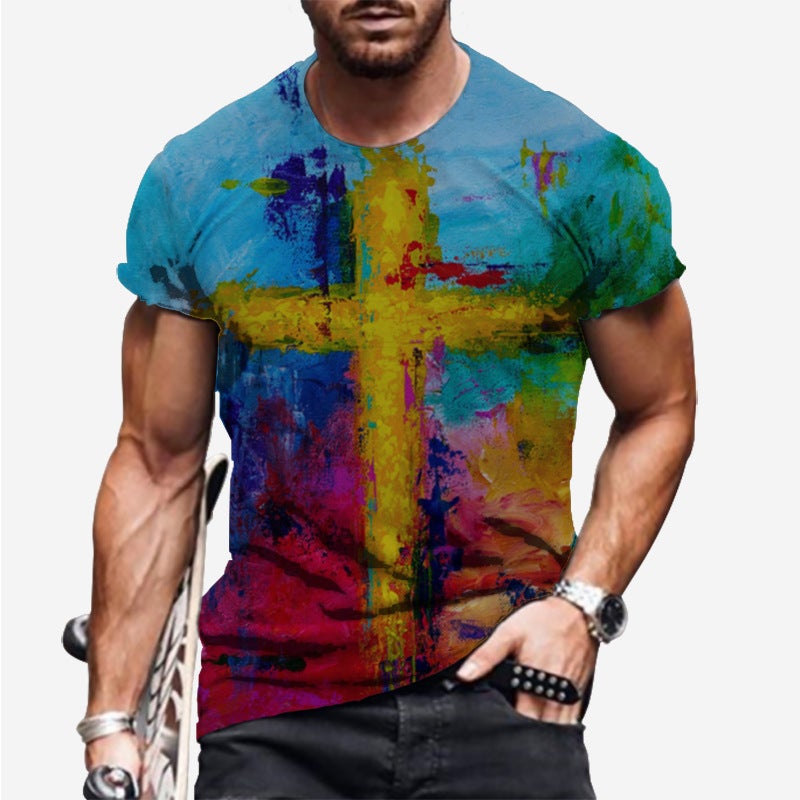 Loose Top Order Round Neck Youth 3D Full Body Printing Casual Men'S T-Shirt - Image 5