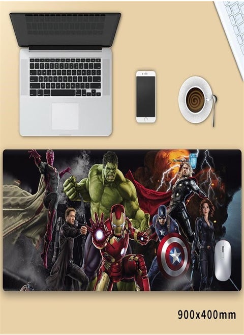 Avenger Alliance Extended Gaming Mouse Pad with Stitched Edge, Comfortable Office Keyboard Mouse Pad, Non-Slip Long Mousepad, Waterproof Desk Pad