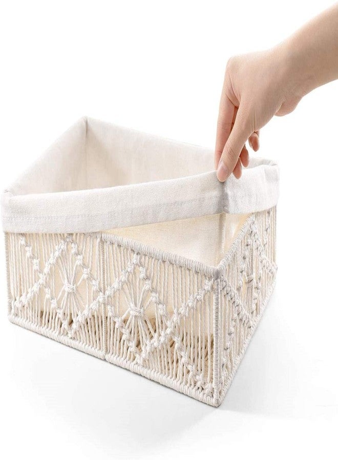 Cottoncube Cotton Handmade Woven Boho Decor Countertop Cabinet Organizer Macrame Storage Baskets for Bedroom, Kitchen, Room Decorations (Beige, Small) - Image 3