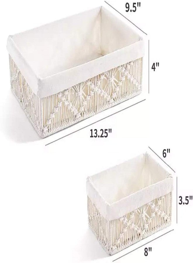 Cottoncube Cotton Handmade Woven Boho Decor Countertop Cabinet Organizer Macrame Storage Baskets for Bedroom, Kitchen, Room Decorations (Beige, Small) - Image 5