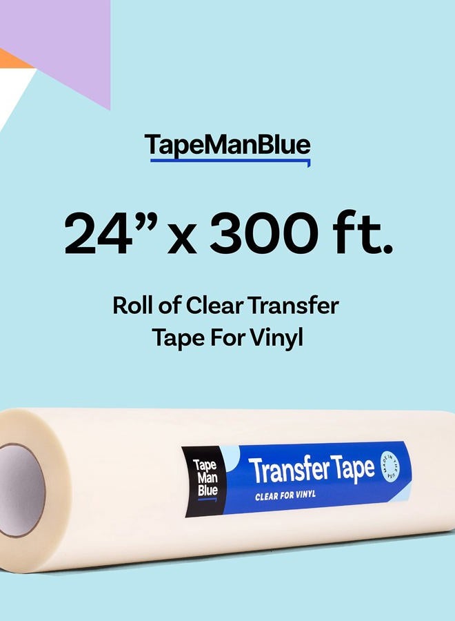 TapeManBlue Transfer Tape for Vinyl, 24 inch x 100 Yards, Clear Film with Medium-High Tack Adhesive. American-Made Application Tape for Vinyl Graphics - Image 2
