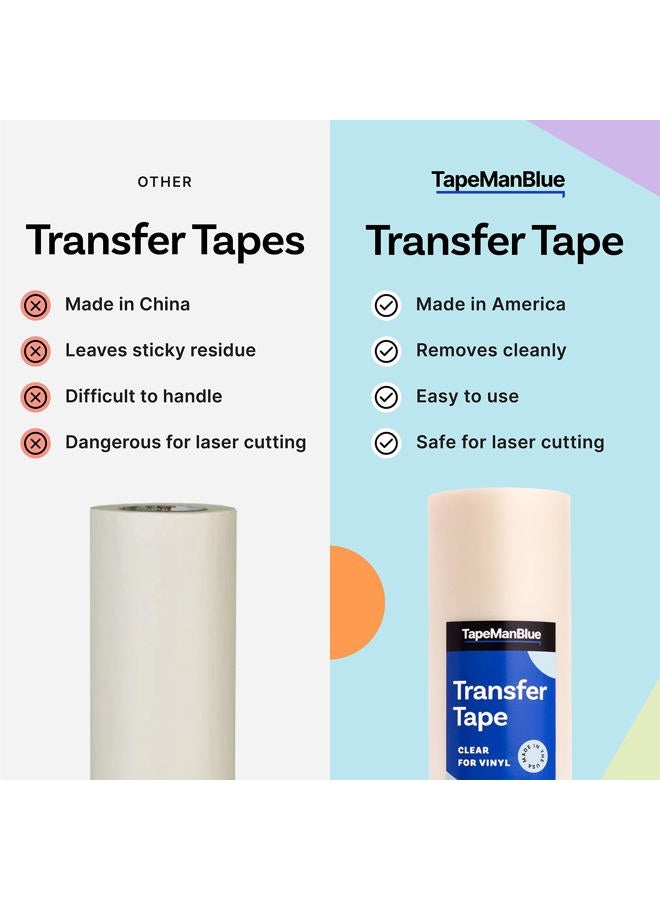 TapeManBlue Transfer Tape for Vinyl, 24 inch x 100 Yards, Clear Film with Medium-High Tack Adhesive. American-Made Application Tape for Vinyl Graphics - Image 4