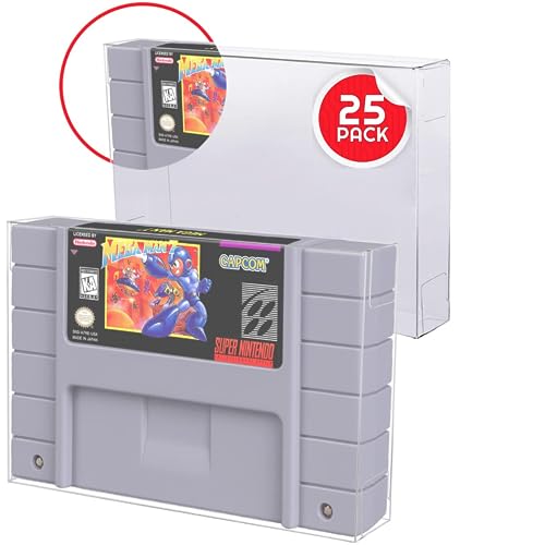 EVORETRO SNES Games Cartridge Protector Compatible for Super Nintendo SNES Games Cartridge - 0.40 MM Thick, Anti-Dust, Acid-Free SNES Super Games Cart, Clear PET Case Protector by EVORETRO (Pack of 25) - Image 1
