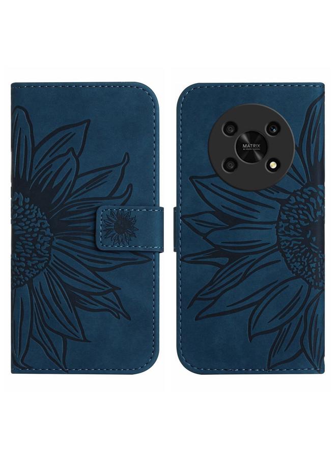 اس-توب جراب لهاتف Honor Magic4 Lite 5G، مصنوع من الجلد بتصميم زهرة الشمس، مع حبل تعليق - Image 2