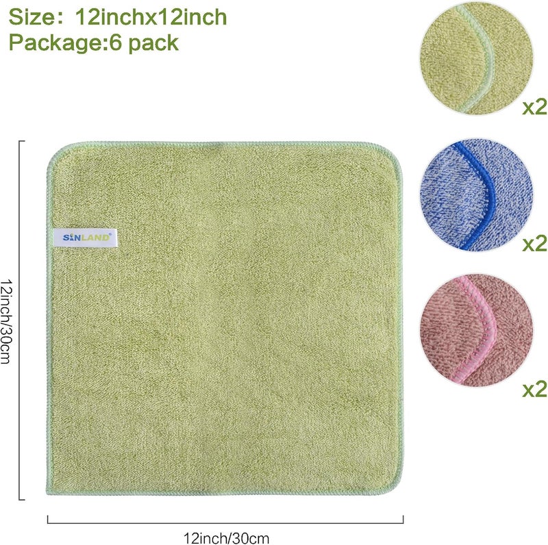 Sinland Microfiber Face Towels Ultra Soft Facial Washcloths Face Cloth for Bath 12Inch x 12Inch 6 Pack - Image 2