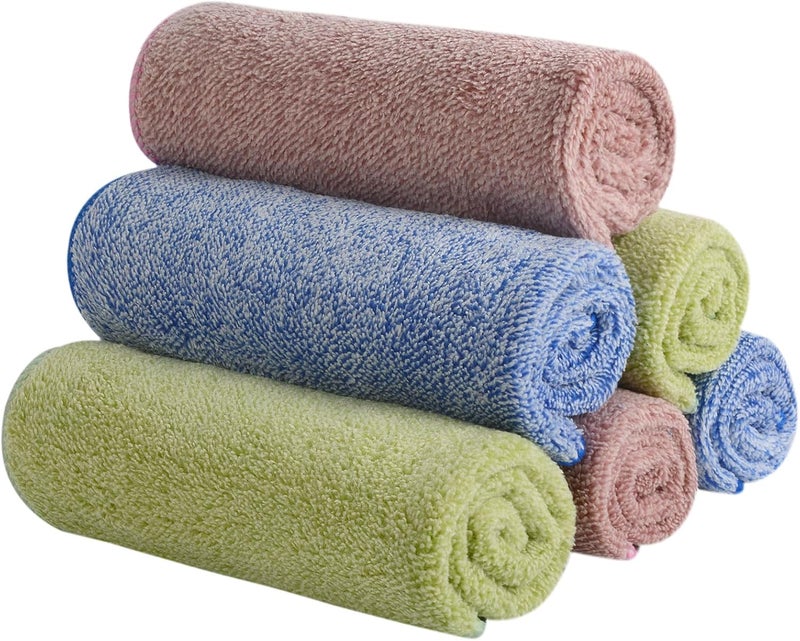 Sinland Microfiber Face Towels Ultra Soft Facial Washcloths Face Cloth for Bath 12Inch x 12Inch 6 Pack - Image 1