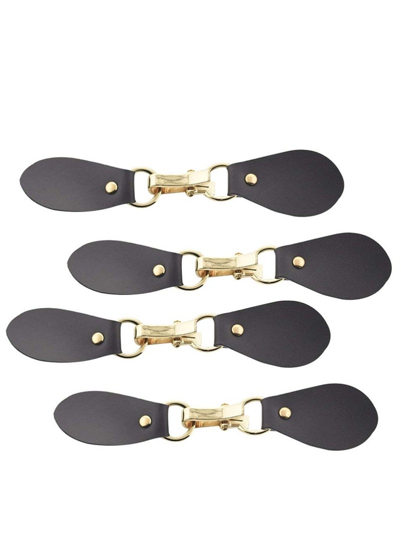 Excefore 4 pcs Leather Tab Closure Clip Holder, Buckle Clasp Pin for Poncho Cape Cardigan Wrap Shawl Accessories Golden and Coffee - Image 1