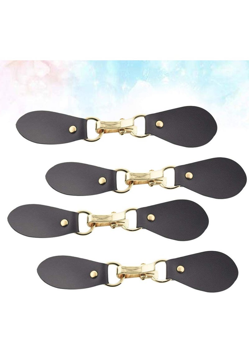Excefore 4 pcs Leather Tab Closure Clip Holder, Buckle Clasp Pin for Poncho Cape Cardigan Wrap Shawl Accessories Golden and Coffee - Image 5