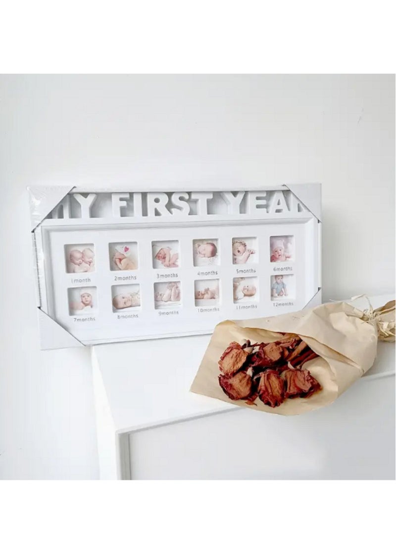 12 Months Baby Milestone Photo Sign Frame - A Neutral Gift Idea For Your Little One's 1st Birthday  - Image 1