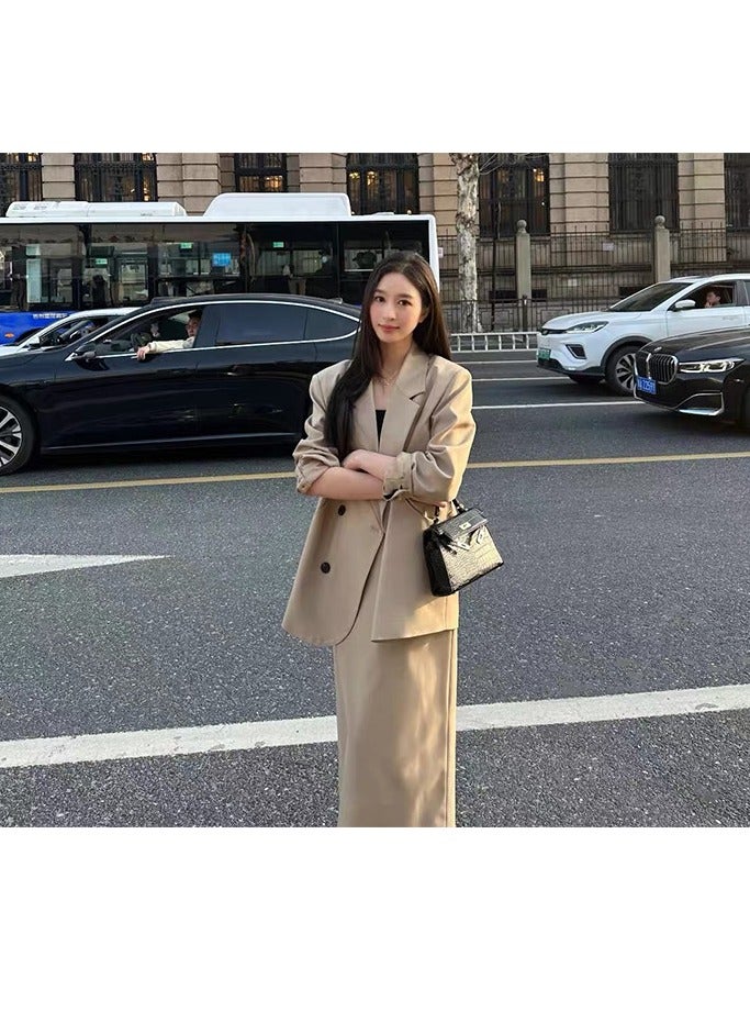 Shougu Casual Women's Suit Jacket Half Skirt Two-piece Set  - Image 3