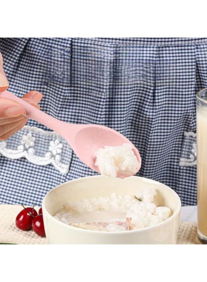 Pink 2pcs Silicone Spoons Set For Salad Cheese Soup Rice Dessert Mixing - Image 4
