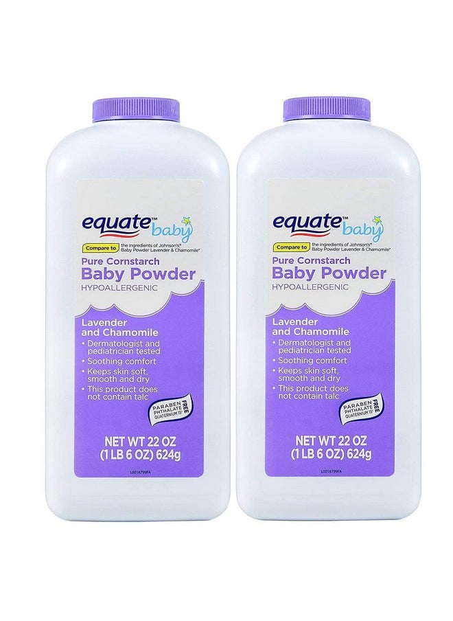 Equate Pure Cornstarch Baby Powder with Lavender and Chamomile (2 Pack)  - Image 1
