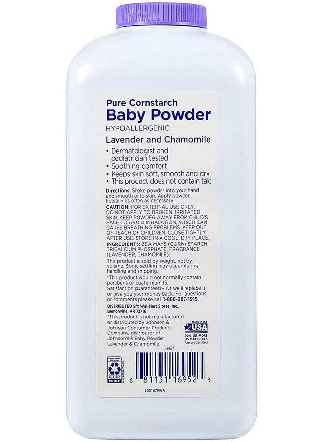 Equate Pure Cornstarch Baby Powder with Lavender and Chamomile (2 Pack)  - Image 2