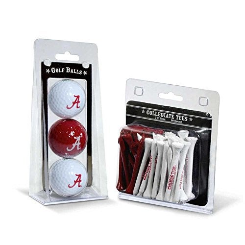 Team Golf NCAA Alabama Crimson Tide 3 Golf Balls And 50 Golf Tees Logo Imprinted Golf Balls (3 Count) & 2-3/4" Regulation Golf Tees (50 Count), Multi Colored - Image 1