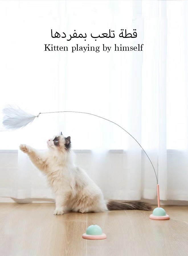Entertaining Cat Feather Teaser with Suction Cup Pet Toy Cat Feather Toys,Cat Wand Toy with Powerful Suction Cup Detachable,Interactive Kitten Sticks for Indoor Cats to Play Chase(random colors) - Image 1