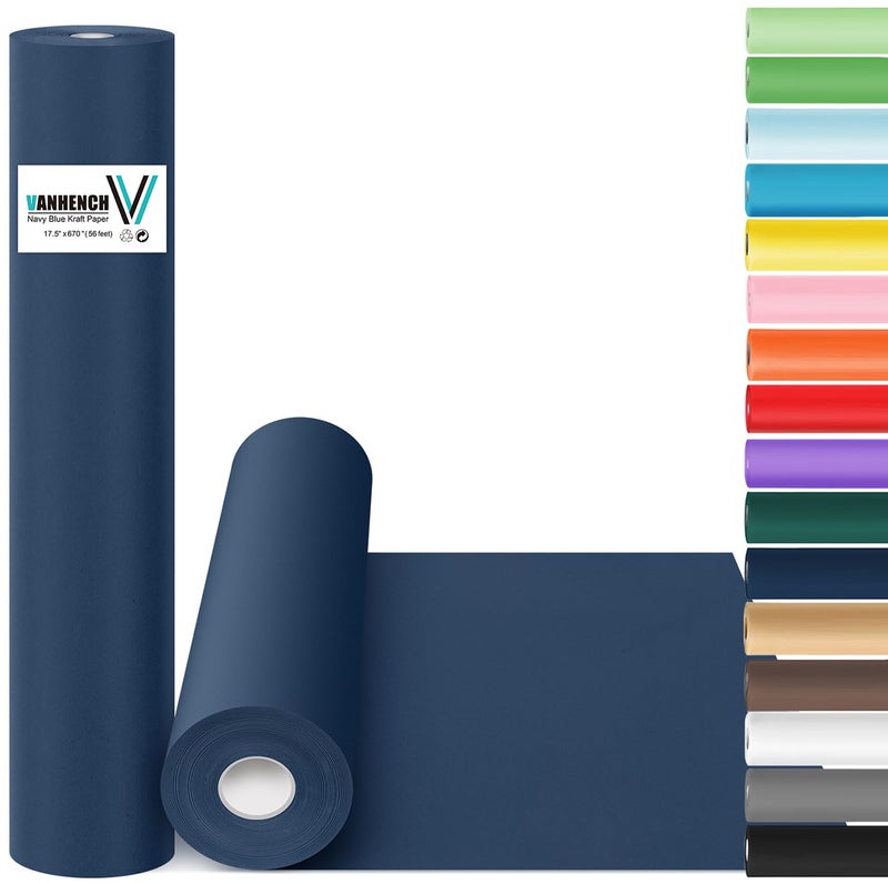 Vanhench Navy Blue Wrapping Paper 175963 80 14FT BirthdayFathers Day Wrapping Paper Art Craft Paper Bouquet Flower Poster Blue Bulletin Board Paper 80GSM55LB
