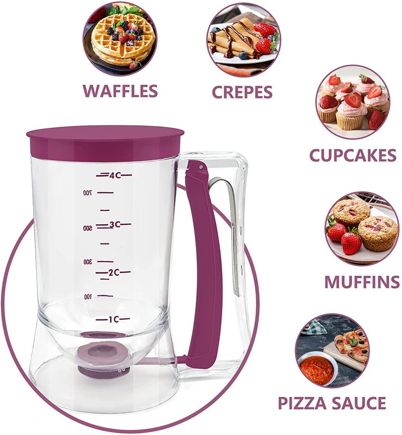 Toparad Pancake Cupcake Batter Dispenser, Bakeware Maker with Measuring Label, Perfect Baking Tool for Cupcakes, Waffles, Muffin Mix, Cake or Any Baked Goods - Image 3