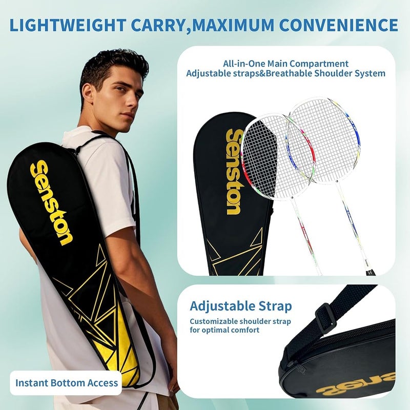 Senston Badminton Rackets Set For 2 Players, Graphite Badminton Racquets - Image 3
