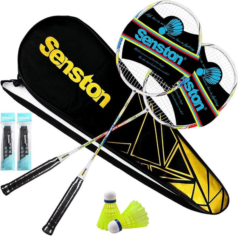Senston Badminton Rackets Set For 2 Players, Graphite Badminton Racquets - Image 1