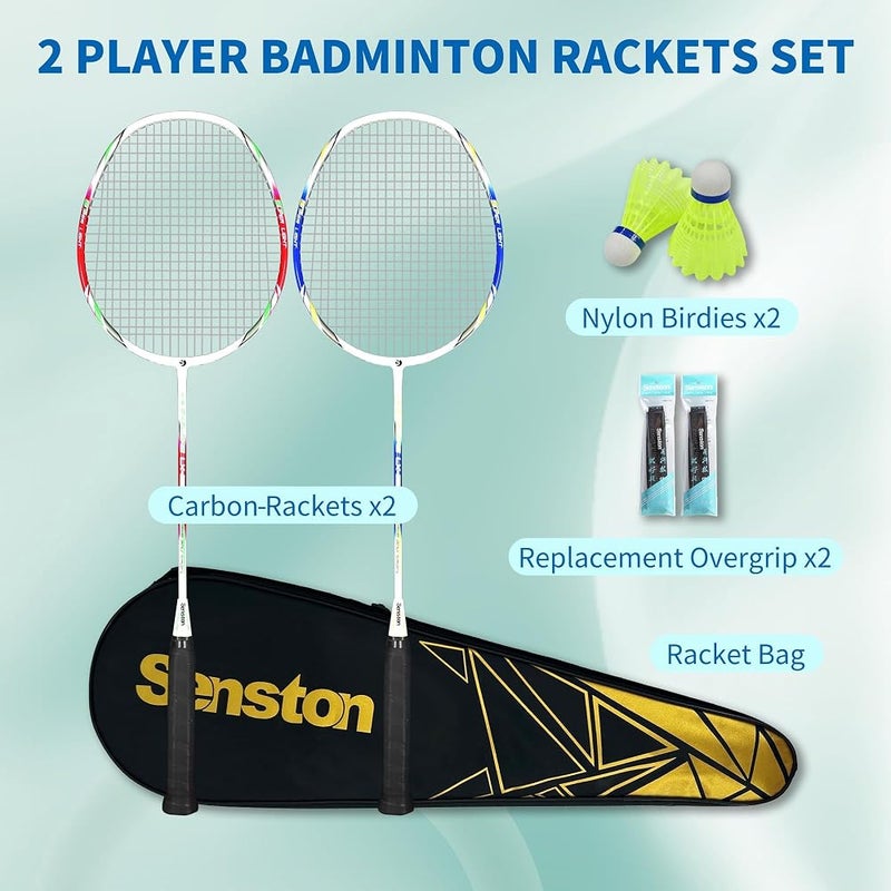 Senston Badminton Rackets Set For 2 Players, Graphite Badminton Racquets - Image 2