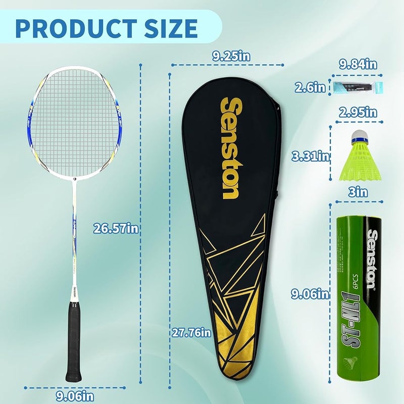 Senston Badminton Rackets Set For 2 Players, Graphite Badminton Racquets - Image 4