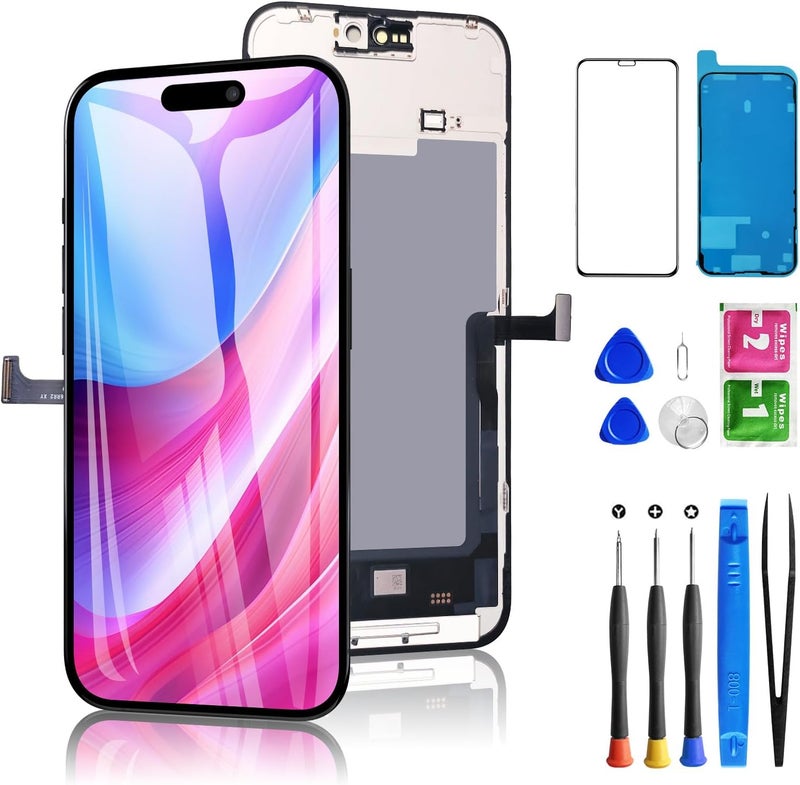 Diykitpl for iPhone 15 Pro Max Screen Replacement 6.7 inch Full HD, 3D Touch LCD Screen Display Digitizer Assembly with Repair Tools, Compatible for Model A2849, A3105, A3106, A3108 - Image 1
