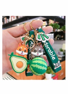 Excefore 4 PCSWatermelon Avocado Cartoon Corgi Dog Keychains, Shiba Inu Keyrings, Bag Decoration, Door Key Ornaments, Fashion Jewelry(Avocado&Watermelon,Multicolor)  - Image 5