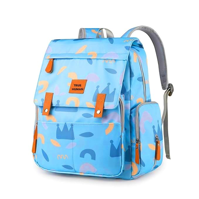TRUE HUMAN Multipurpose Waterproof Fabric Diaper Bag Backpack Maternity Bag Newborn Baby Bag Nappy Bag Mothers Bag with Insulated Bottle Pockets (FLORAL) - Image 1