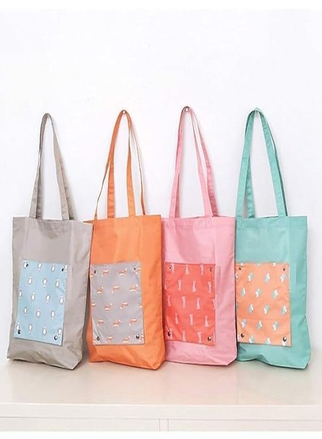 JIGVA Candy Color Cartoon Shoulder Bag | Foldable Ladies Handbag Portable for Shopping, Travel, Market & Outdoor | Lightweight Women Casual Tote Bag (Pack of 1, Multicolor) - Image 4