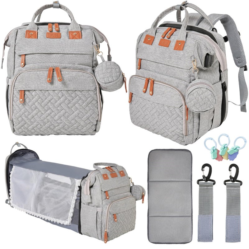 Orian Diaper Bag Backpack, Diaper Bag with Baby Changing Station, Large Travel Diaper Bag, Mosquito Net, USB Charging Port, Waterproof Unisex Baby Bag - 3 bonus gifts - Image 1