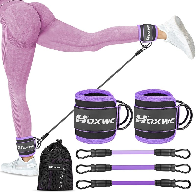 HOXWC Ankle Resistance Bands, Ankle Bands with Cuffs for Working Out, Exercise Bands for Butt Lift, Training Workout for Kickbacks Hip Gluteus Training Exercises, Glutes Workout Equipment for Women - Image 1