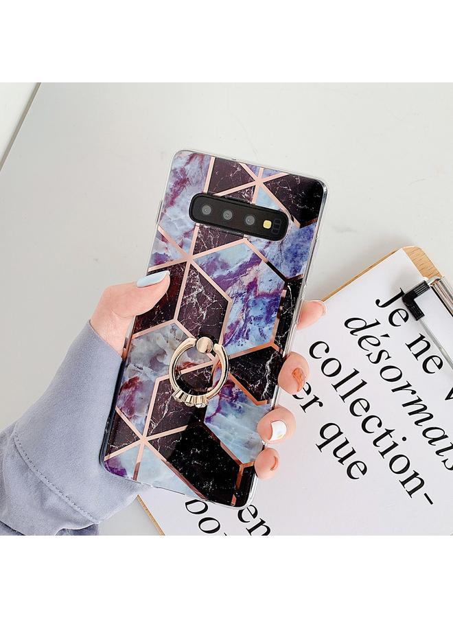 Zaboon Case For Galaxy S10 Plating Colorful Geometric Pattern Mosaic Marble TPU Mobile Phone Case Rhinestone Stand Ring - Image 2