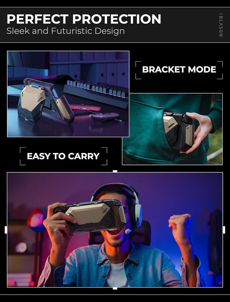 آي-بلاسون لحافظة Nintendo Switch 2 مع حامل قابل للتوصيل [حامل Joycon قابل للطي] [فتحات تخزين البطاقات] [تصميم مريح] غطاء حماية مريح من قطعة واحدة لـ Switch 2 - Image 2