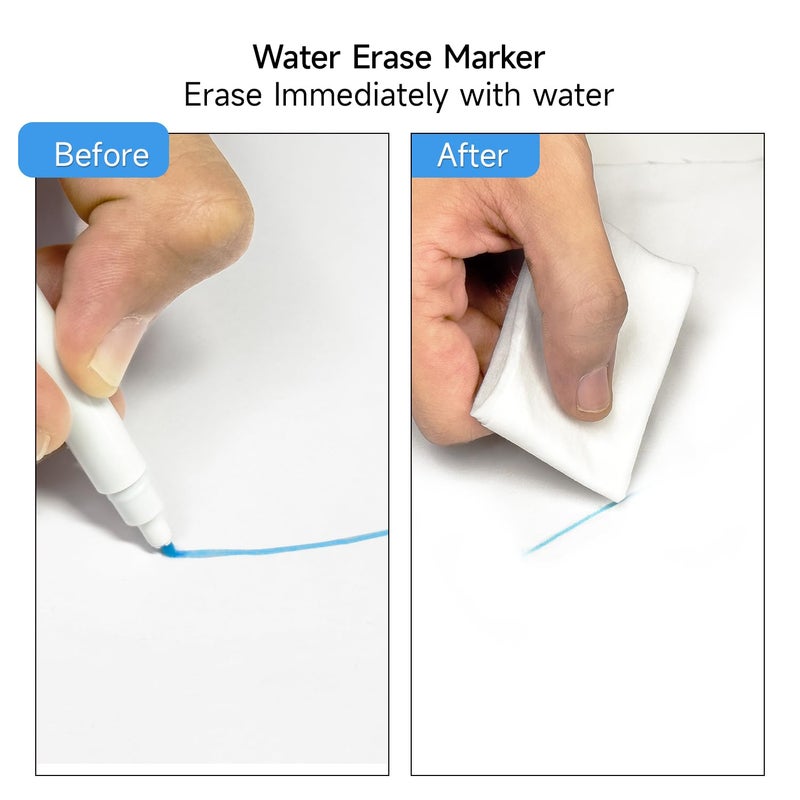 KEARING Erasable Marker Set, Disappearing ink for Fabric Embroidery, Air/Water Erasable Marker (Water-Erasable(2*Blue+2*White)) - Image 2