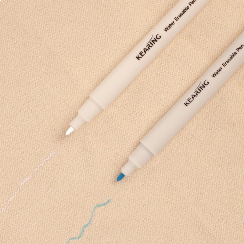 KEARING Erasable Marker Set, Disappearing ink for Fabric Embroidery, Air/Water Erasable Marker (Water-Erasable(2*Blue+2*White)) - Image 4