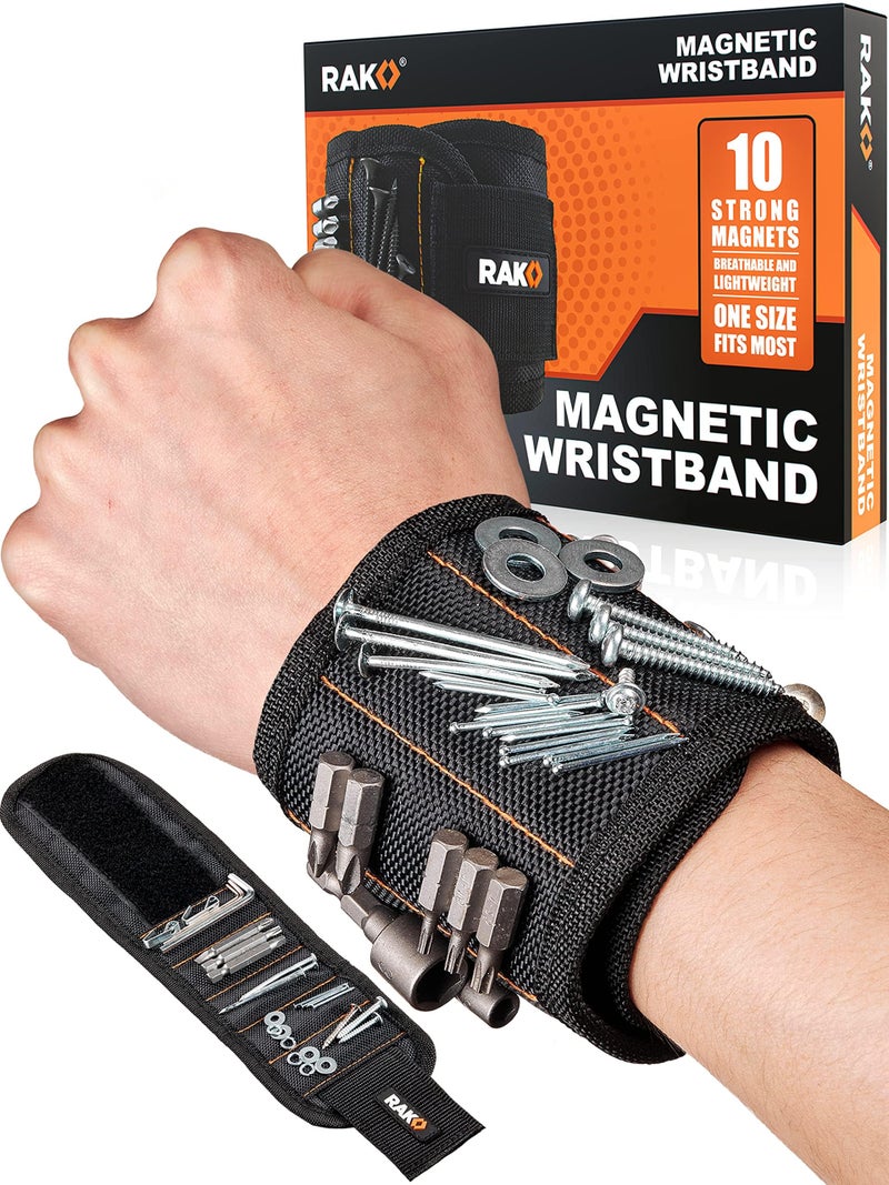 RAK Magnetic Wristband for Tools - Premium Tool Belt for Holding Screws Nails with Powerful Magnets, Birthday Gifts for Men, Cool Gadgets Stuff Gifts for Dad, Husband, Grandpa, Handyman, Him - Image 1