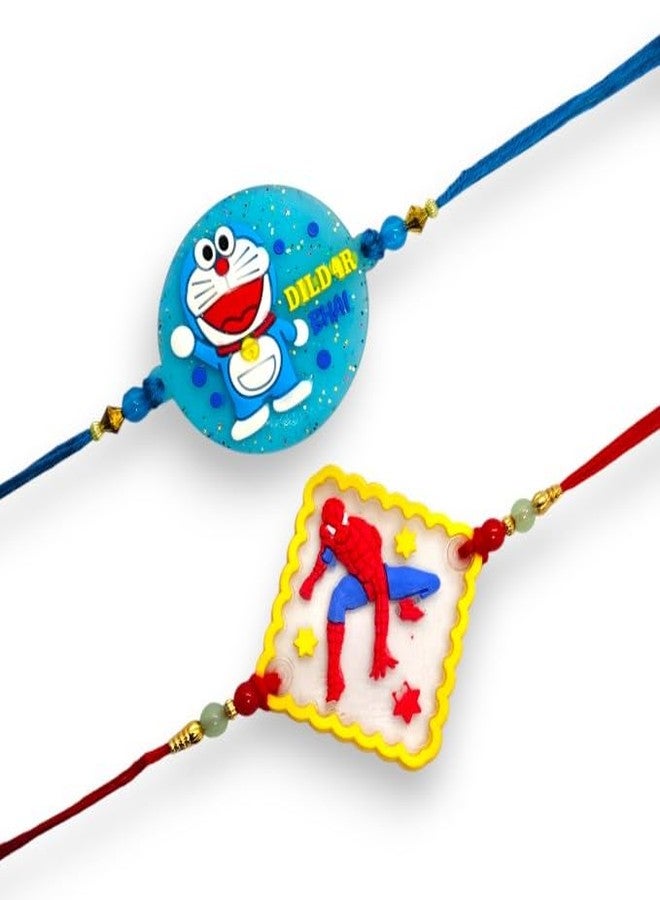 Elleva Stylish Kids Rakhi Bracelet Boys (Set of 2) | Cartoon Rakhi for Brother Rakshabandhan Gift Combo | Designer Children, Little Brother Rakhis set (Pack of 1) (Rakhi (4)) - Image 1