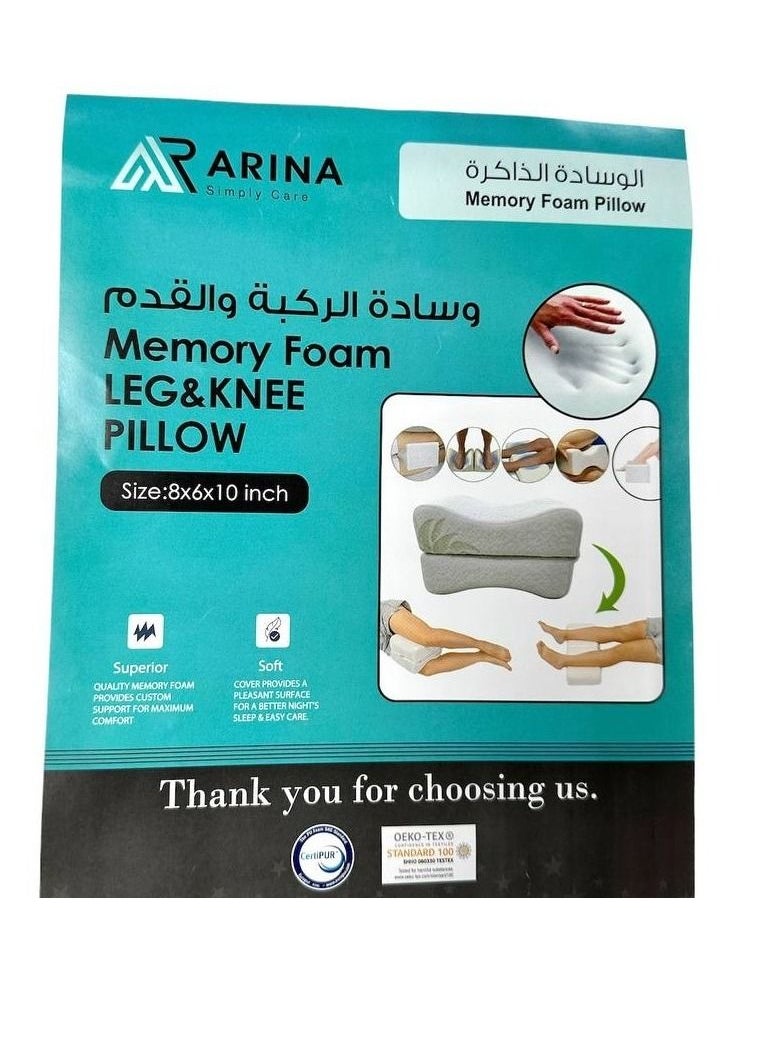 ARINA - A Support Pillow For Knee And Foot Pain Comfortable While Sleeping Made Of Memory Foam - Size 8*6*10 inch - Image 1