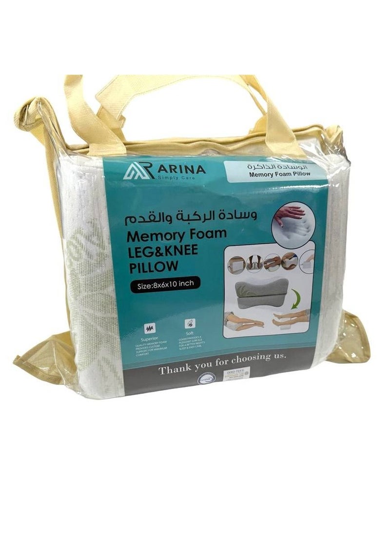 ARINA - A Support Pillow For Knee And Foot Pain Comfortable While Sleeping Made Of Memory Foam - Size 8*6*10 inch - Image 1
