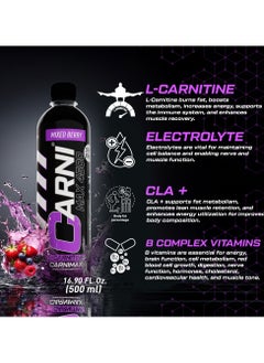 سي فايف انرجي C5 CARNIMAX بنكهة التوت المختلط - L-CARNITINE لحرق الدهون بشكل مكثف، يحتوي على الكارنتين مع إلكتروليتات، CLA، كروميوم، فيتامينات مجموعة B، وألفا GPC - خالٍ من السكر، 500 مل، عبوة من 12.  - Image 4