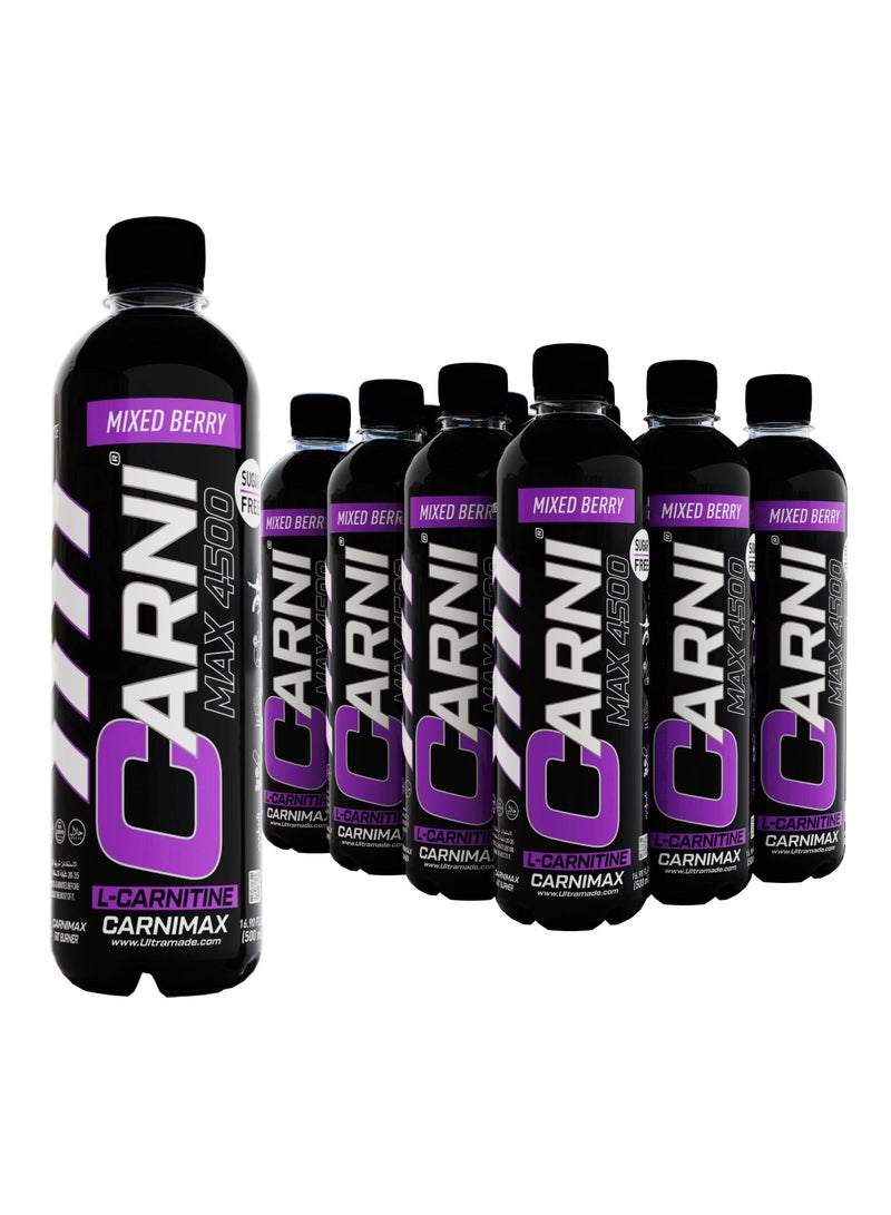C5 CARNIMAX 4500 L-CARNITINE  Mixed Berry - Maximum Weight Loss with Electrolytes, CLA, Chromium, B Complex Vitamins & Alpha GPC - Zero Sugar, 500ml Pack of 12 - Image 1