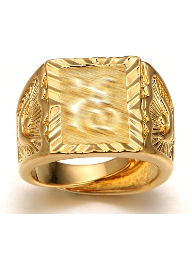 18K Real Gold Men's Gold Plated Ring Wedding Ring Kanji Ring Gold Bless All Rich Luck Wealth Ring Set Adjustable 4 Pcs Real Gold Plated Copper Brass Kanji Ring - Image 4