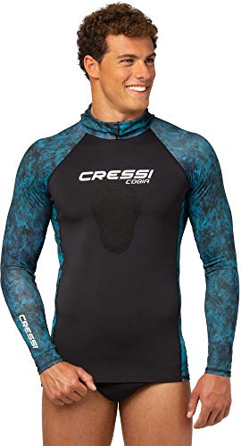 Cressi Cobia Hooded Long Sleeve Rash Guards Camo Blue Long Sleeve L - Image 1