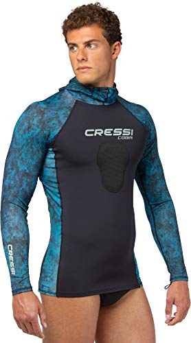 Cressi Cobia Hooded Long Sleeve Rash Guards Camo Blue Long Sleeve L - Image 3