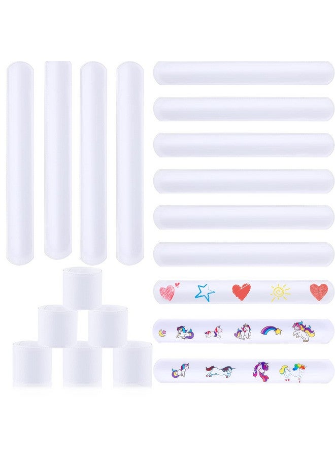 سكايليتي 24 قطعة أساور صفعة بيضاء أساور صفعة ذاتية الصنع أربطة صفعة فارغة من البلاستيك العادي أساور حفلات معصم للأطفال في أعياد الميلاد والهالوين وحفلات الكريسماس والمشروعات الحرفية المدرسية - Image 1