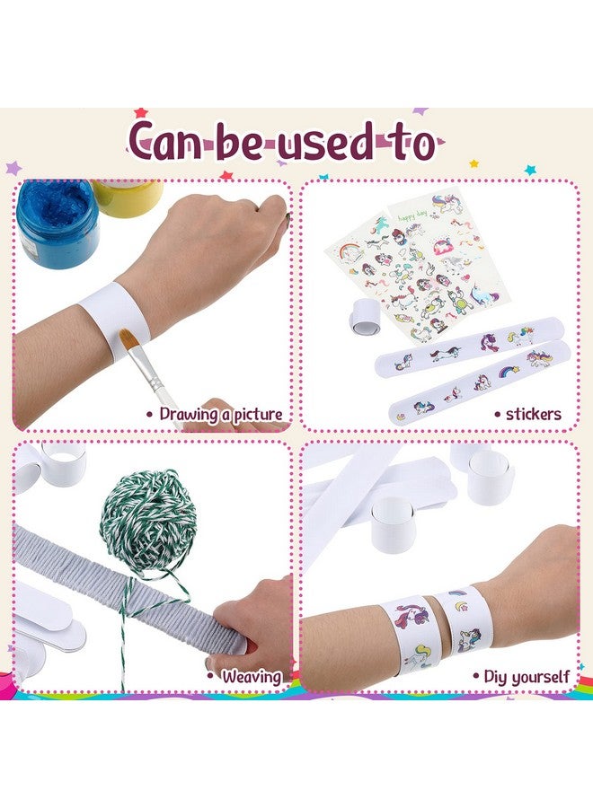 سكايليتي 24 قطعة أساور صفعة بيضاء أساور صفعة ذاتية الصنع أربطة صفعة فارغة من البلاستيك العادي أساور حفلات معصم للأطفال في أعياد الميلاد والهالوين وحفلات الكريسماس والمشروعات الحرفية المدرسية - Image 4